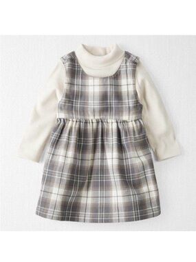 Little Planet Carter's NWOT Organic Cotton Herringbone 2 Piece Dress Newborn